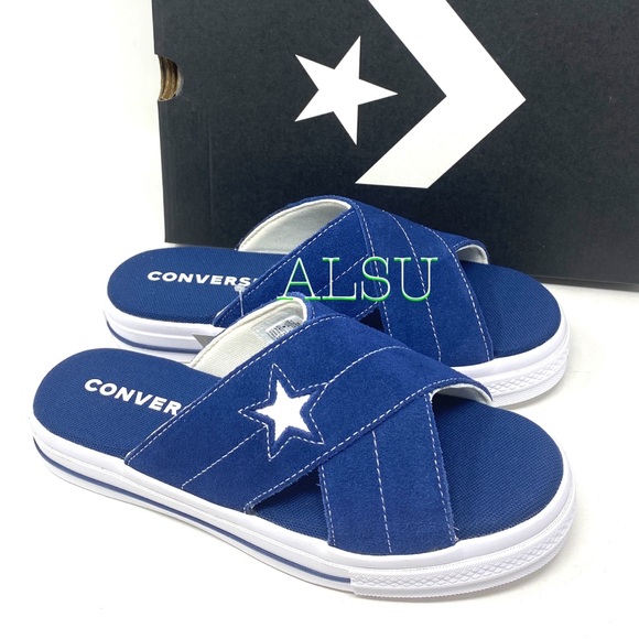 Converse One Star Sandal Slides Sip Navy Suede Women’s Sizes 564147C - Picture 7 of 12